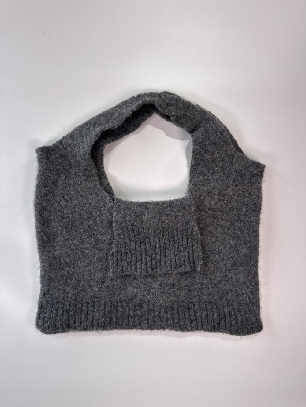 All Pure Wool Gray Knit Garment - Cozy Felted Texture - Picture 2 of 7